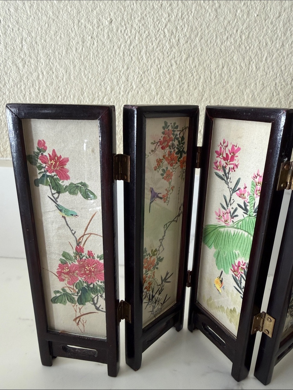 Vintage Miniature Handcrafted Folding Table Screen Asian Decoration